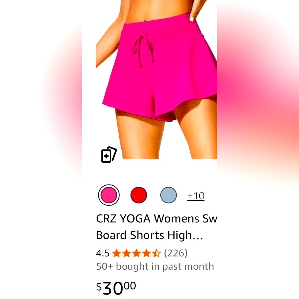 NEW- HOT Pink
High Waist Athletic
Swim Shorts
Built in Brief
Swim BOTTOM ONLY